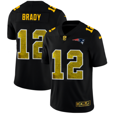 New England New England Patriots #12 Tom Brady Men's Black Nike Golden Sequin Vapor Limited NFL Jersey Men's